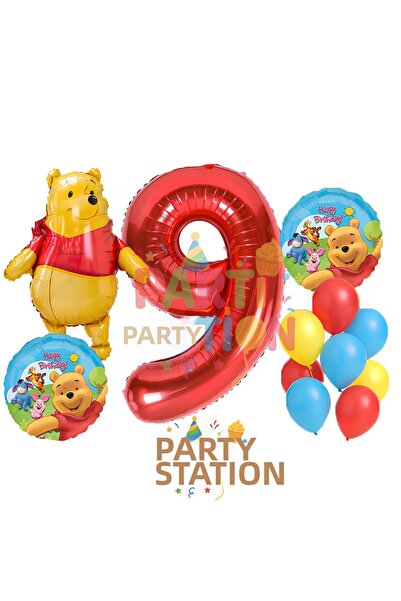 Parti Station مجموعة بالونات عيد ميلاد ويني ذا بوه كونسبت لعمر 9 سنوات - مجمو...