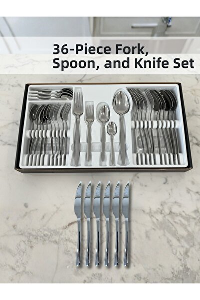 AiroBazar 36-Piece Stainless Steel Fork Spoon Knife Set – Dinnerware Set for ...