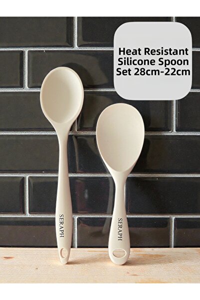 Seraph Heat Resistant Fireproof Non-Stick Silicone Long Short Deep Spoon 28 c...