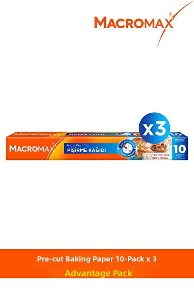 MACROMAX 10 قطع من ورق الطبخ الجاهز للقطع - x3