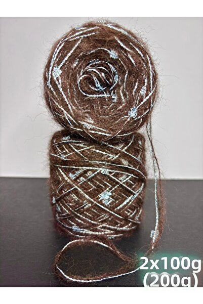 Ana&Kuzusu İplik Chocolate, Coffee (2 Layers) Fine Moher, Blue Glittered Capa...