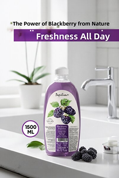 Papilion Blackberry Extract Liquid Soap 1500 ml Ph Balanced Vegan, Moisturizi...
