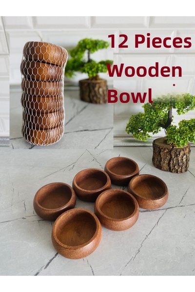 BuuQ Design 12Pcs Wooden Snack Bowl Tableware Home Kitchen Bowl Presentation ...
