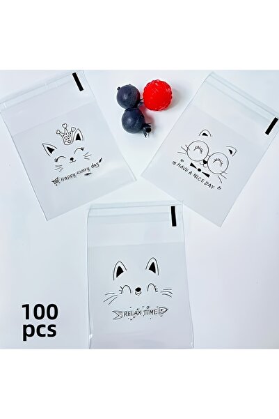 iğne izi Banded Transparent Patterned Bag Opp 10x10 Cm 95 Pieces