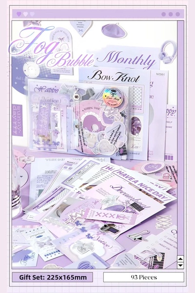 Buka Shops Journal and Scrapbook Set - 101 Piece Purple Coquette Rabbit Theme...