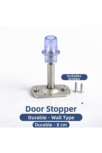 DESIPHON Door Stopper with Metal Body and Transparent Tip, 8 cm, Wall Mount T...