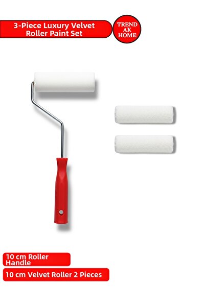 OSKAR FIRÇA 3-Piece Luxury Velvet Paint Roller Set |   10 cm Roller Handle + ...