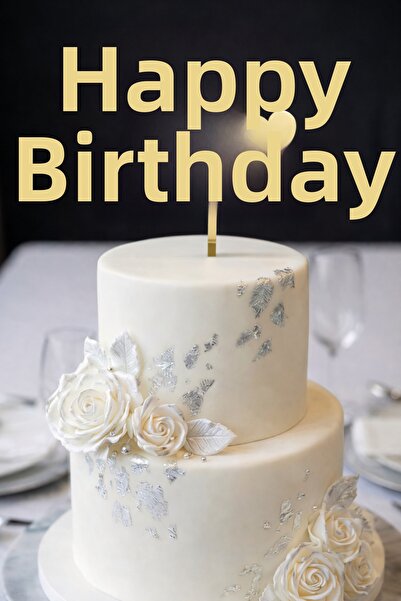 Ege Concept Life 10-Piece Gold Plexi Cake Gift Decoration with Happy Birthday...