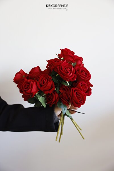 Dekorsende Artificial 7-Piece Rose Bouquet with Velvet Texture 38 cm