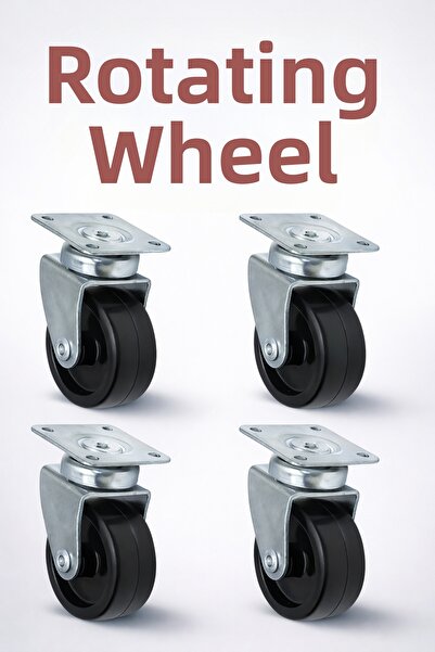 Badem10 مجموعة من 4 عجلات أثاث دوارة مع طاولة، مقاس 50 مم، لون أسود، مجموعة ع...