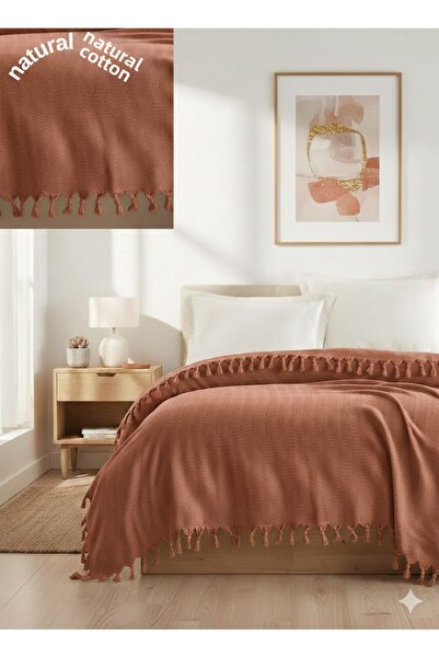 SEVHOME CONCEPT Fringed Natural Cotton Pike / Bedspread