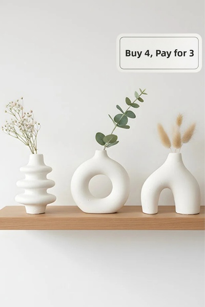 ZURİ DESİGN Set de 3 vaze moderne din beton, stil boem – Set decorativ minima...