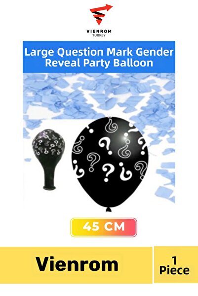 Vienrom # 45cm Boy Baby Shower Balloon Black with Big Question Mark Gender Re...
