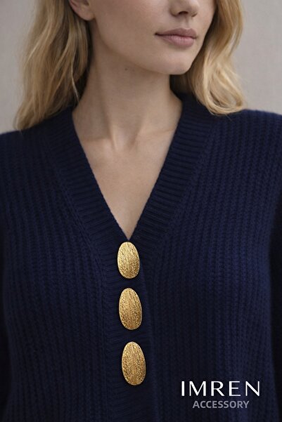 İMREN AKSESUAR زر معدني مطلي بالذهب من Z.A.R.A TIRNAK MODEL مقاس 4 سم، عبوة و...