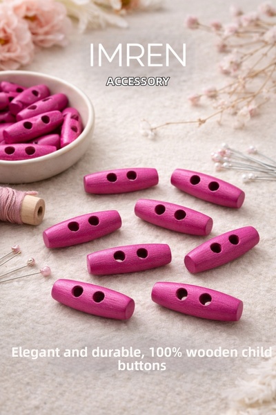 İMREN AKSESUAR أزرار خشبية بلون وردي غامق 3 سم، عبوة واحدة تحتوي على 10 قطع