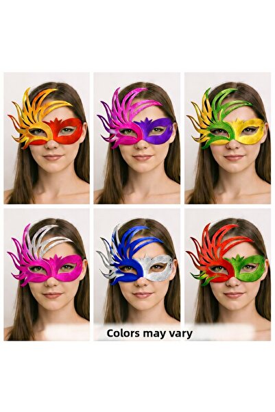 Ethab Ticaret Set of 6 Double Colored Venetian Cardboard Party Masks