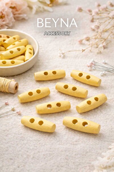 Beyna وشاح أصفر طبيعي بأزرار 3 سم - عبوة واحدة مكونة من 12 قطعة