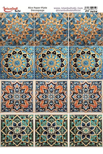 İstanbul Hobi Rice Decopage Paper 30X42Cm Pt-3424 Ethnic Tile