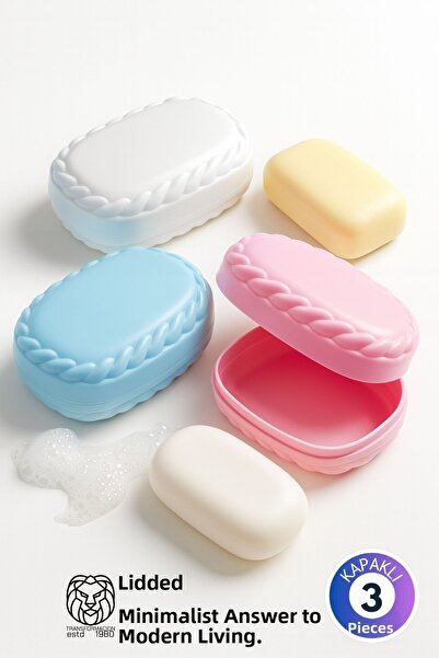 Transformacion طقم صندوق صابون مكون من 3 قطع مع أغطية مانعة للتسرب - صندوق صح...