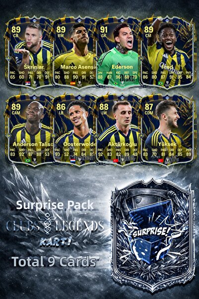 BERKANTTP حزمة بطاقات فوت سيريز باللونين الأصفر والأزرق الداكن + 1 بطاقة كلوب...