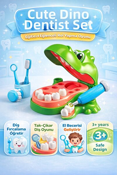 YILDIRIM OYUNCAK مجموعة صلصال لعب دينو لطيفة للأسنان - مجموعة صلصال لعب أسنان...
