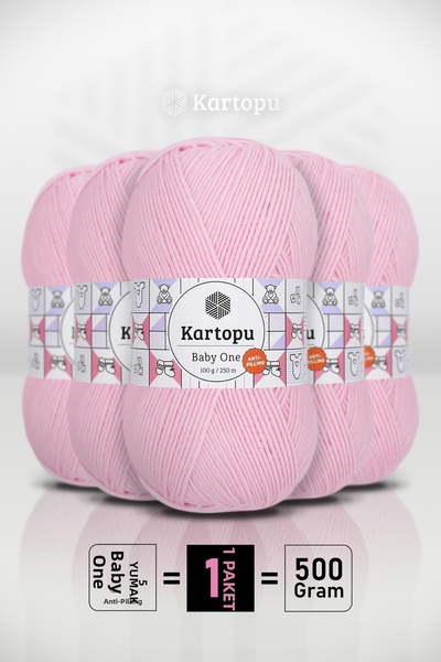 Kartopu Baby One - Pink K782 - 5-Pack - 100Gr/250M - Baby Yarn - Anti-Pilling...