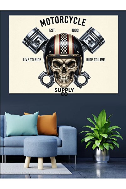 Artmeg Pânză decorativă cu logo pentru cască de motocicletă - Tablou din lemn...