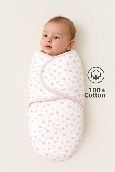 Mimocan قماط قلب قطن 100% للأطفال حديثي الولادة من عمر 0 ​​إلى 4 أشهر، فيلكرو...