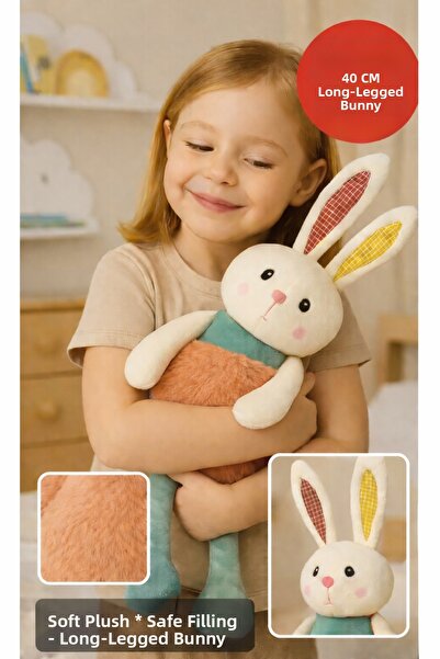 TOYFEST لعبة أرنب قطيفة بأرجل طويلة 40 سم - قطيفة ناعمة، ديكور ورفيق للنوم