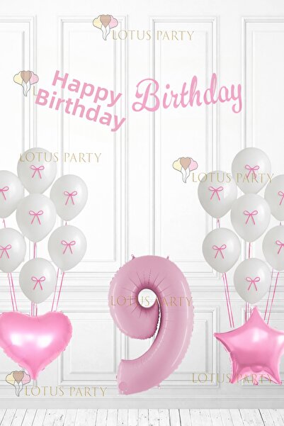 LOTUS PARTY Ροζ Μπαλόνι με Κορδέλα Ροζ Κορδέλα Λευκό Μπαλόνι με Κορδέλα Σετ Γ...