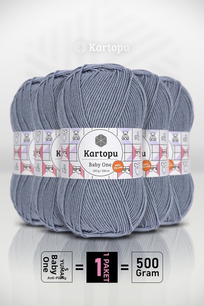 Kartopu Baby One - Duman Blue K571 - 5-Pack - 100Gr/250M - Baby Yarn - Anti P...