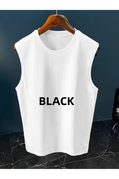 bellanova Men's White Original Printed Oversize Cut Cotton Crew Neck Undershirt