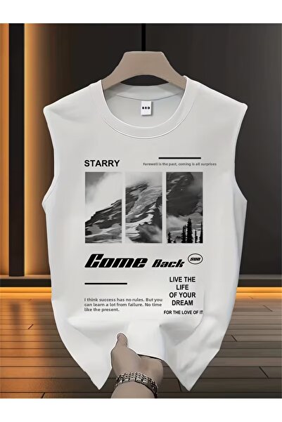 valeriae قميص رجالي أبيض أصلي مطبوع بقصة واسعة من القطن وياقة دائرية