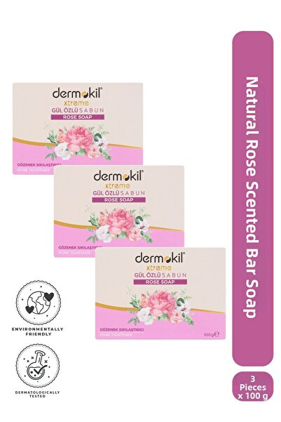 Dermokil Natural Rose Extract Solid Soap 100 g X 3 Pieces