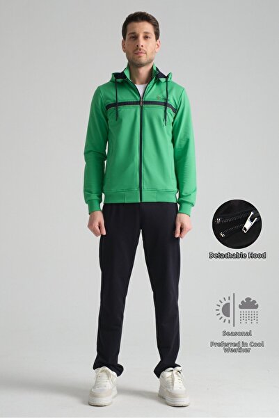 Shooter Sportswear Green Deluxe Comfortable Fit Beige Men's Tracksuit Set Cla...