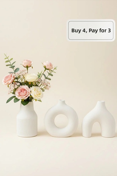 ZURİ DESİGN Set de 3 vaze din beton în stil boem modern – Set decorativ minim...