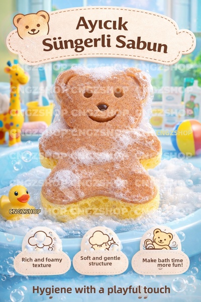 CNGZSHOP Teddy Bear Sponge Soap |   Foaming & Gentle Cleansing