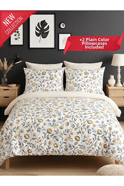 MYSTORY HOME COLLECTION 4-Piece Double Duvet Cover Set Emerald Cream