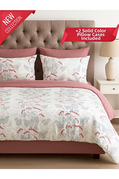 MYSTORY HOME COLLECTION طقم غطاء لحاف مزدوج مع 4 وسائد فلورا