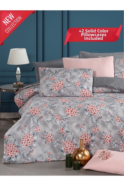 MYSTORY HOME COLLECTION 4-Pillow Double Duvet Cover Set Redwin