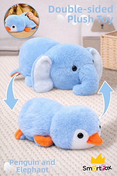 SmartFox لعبة قطيفة ذات وجهين، ناعمة الملمس، قابلة للتحويل، لطيفة ورائعة