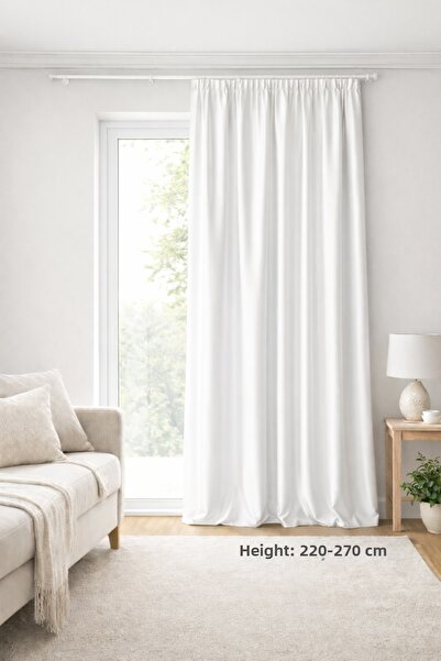 SHY TEKSTİL Satin Single Wing Flat Fit Curtain Custom Made White Satin Sunsha...
