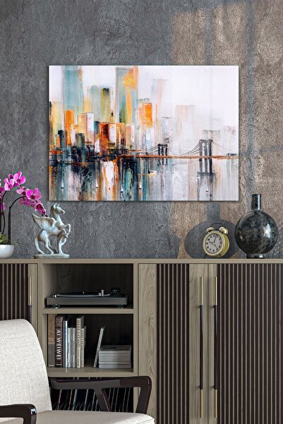 Decovetro Glass Painting Oil Paint Colorful City Landscape