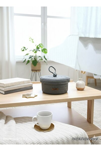 AZR HOME DESİGN Natural Jute Rope Basket with Lid Multi-Purpose Organizer 20X...