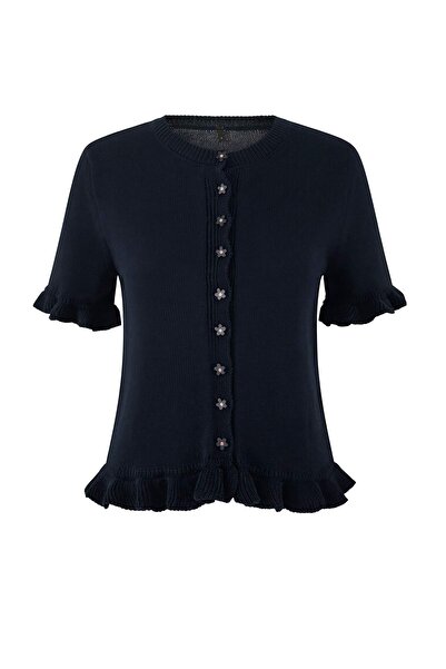 Trendyol Collection Bluză tricotată guler rotund cu detaliu cu nasturi cu flo...