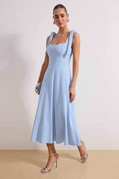 Trendyol Collection Rochie de seară elegantă, țesută, cu bretele în linie A, ...