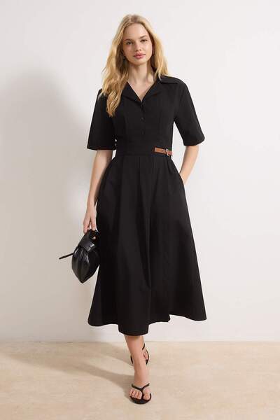 Trendyol Collection Schwarzer, gerader Rock mit Taille und offener Taille, ge...