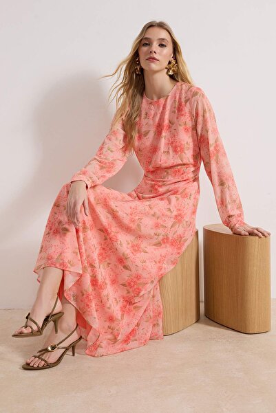 Trendyol Modest Pink Unlined Woven Hijab Dress Tctss26Eb00050