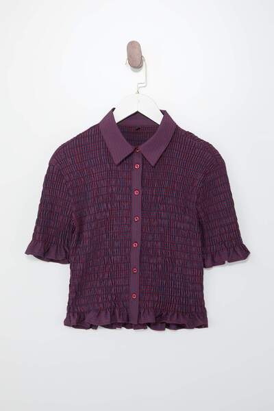 Trendyol Collection Burgundy-Multicolor Gingham Gipeli Fitted Shirt Twoss26Go...