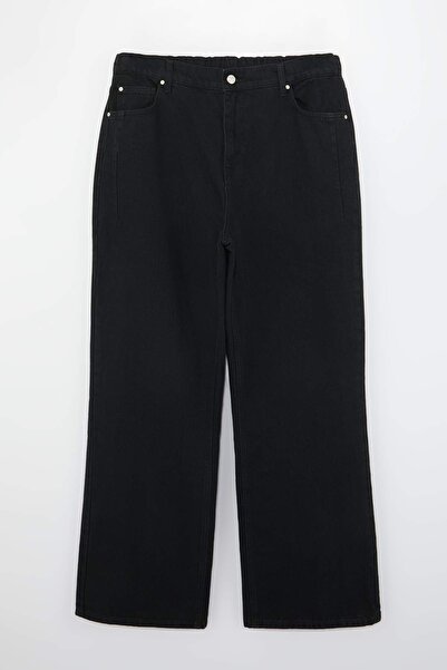 Trendyol Curve Schwarze Jeans mit schwarzem Kordelzug und elastischem Bund, w...